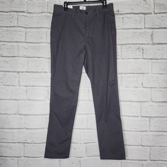 H&M Mid-Rise Straight-Leg Solid Skinny Fit Stretch Trouser Pants Gray Size 31 NW - Picture 1 of 12